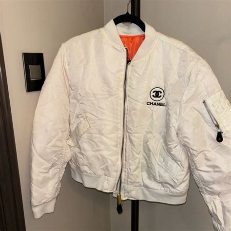 chanel bomber jacket replica|chanel white denim jacket.